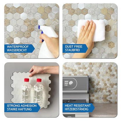 Peel and Stick Backsplash Hexagon Marble Tiles Castle Brown 5pcs - color: Castle Brown, size: 5sheets
