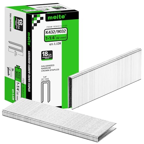 meite 18 Gauge 1/4-Inch Narrow Crown Staples, 1-1/4-Inch Length, 1,120 PCS - size: 1-1/4"