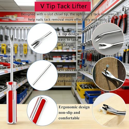 Upholstery Staple Remover Tack Puller Nail Remover Tool Set Nail Puller Plier, Staple Puller, Tack Lifter, Fastener Remover, for Furniture Floor Wall Wooden Case Car Photo Frame (5 pcs)