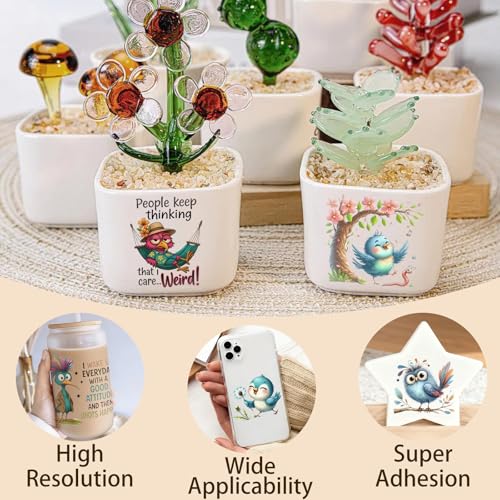 4 Sheets Rub on Transfers for Crafts, Funny owl Furniture Transfers for Wood, Glass, Plastic & Ceramics, Decorative Decals - style: owl