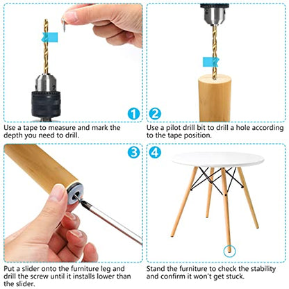 24 Pack Screw on Chair Gliders (1 Inch Diameter), PTFE (Teflon) Furniture Leg Slides, Chair Glides for Hardwood Floor, Carpet, 1'' Floor Protector, Furniture Leg Moving Pads(25mm)