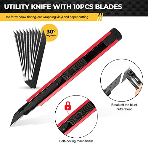 Gomake Vinyl Wrap Tool Kit Car Window Tint Installation Tools Wrapping Kit - color: Red