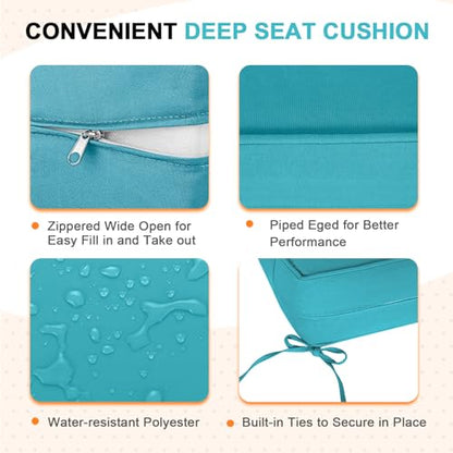EAGLE PEAK Outdoor Deep Seat Patio Seat Cushion Set, 24 x 24 x 5 inch, 2-Piece Back Chair Cushion, 2 Pack, Blue - color: Blue, size: Pack of 2