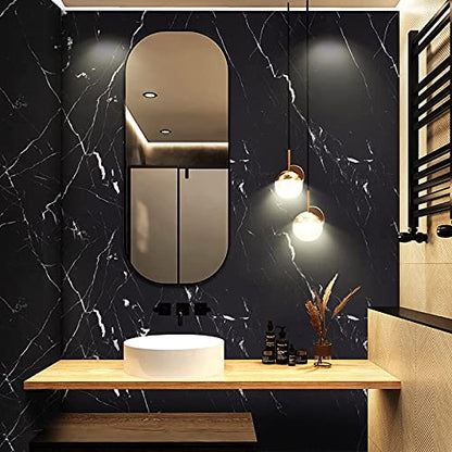 Marble Contact Paper Black Peel and Stick Wallpaper for Kitchen Countertop - color: Black/White, size: 11.8" x 78.7"