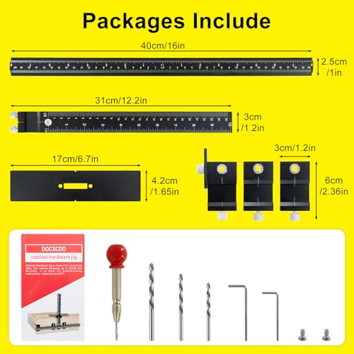 Aluminum Alloy Cabinet Hardware Jig,Cabinet Handle Jig for Woodworkers DIY - color: Black