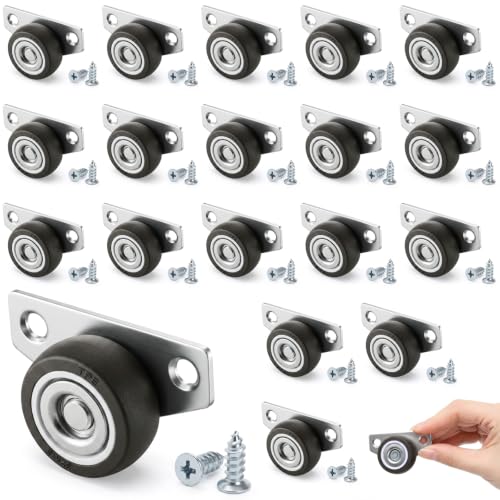 WRINGKIT 20 Pack Small Side Mount Caster Wheels, Silent Smooth Motion