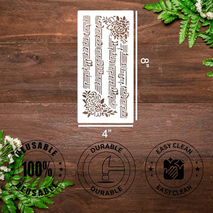Stencils for Crafts Reusable Texture Stencils 8"x4" - style: Floral