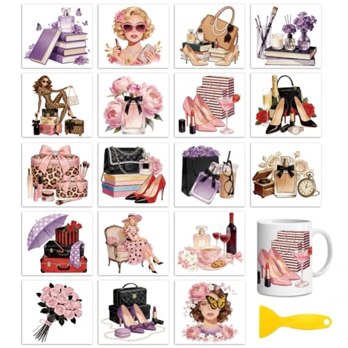 Peacoblue Fashion Women Rub On Transfers for Craft, Transfer Sticker - style: Women with High Heels and Bags