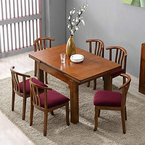 Genina Seat Covers for Dining Room Washable Chair Seat Slipcovers Set of 4 - color: Wine Red, size: 16-20in Not waterproof
