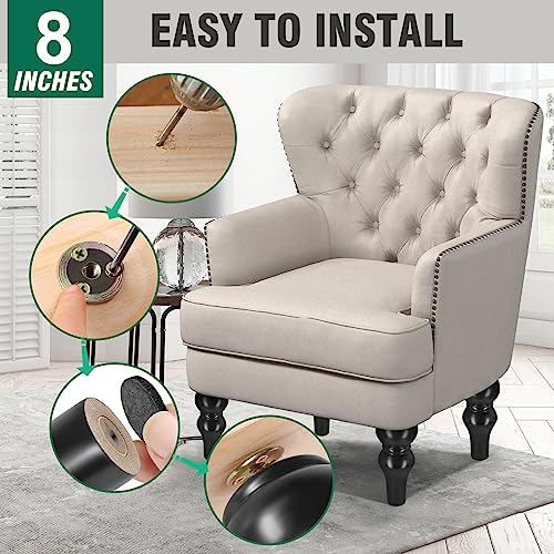 FoDau770 Rubber Wood Furniture Legs 8 Inch, Black Couch Legs, 4pcs - color: Black, size: 8 Inch