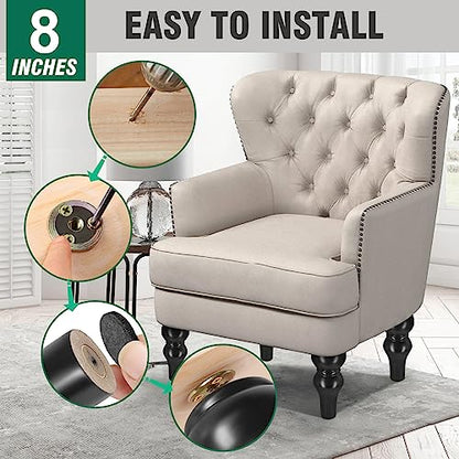 FoDau770 Rubber Wood Furniture Legs 8 Inch, Black Couch Legs, 4pcs - color: Black, size: 8 Inch