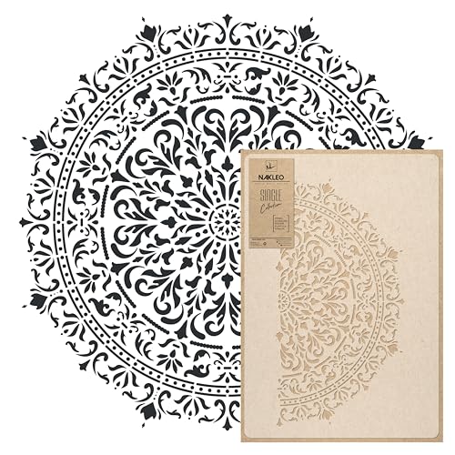 NAKLEO Painting Large Stencil, Diameter 22”, Glamour Mandala, Reusable Plastic Template, Art Craft DIY, Big Geometric Pattern for Painting Wall Floor Wood Fabric Furniture - color: Glamour Mandala, size: M
