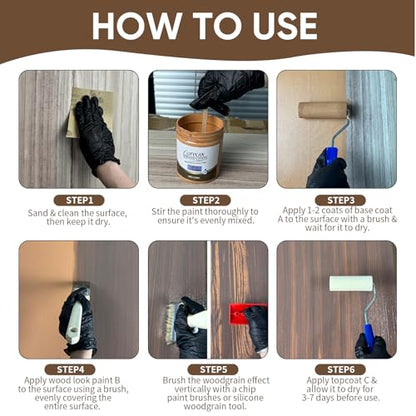 Brown Walnut Wood Look Paint Kit for Furniture, Countertop - color: Brown Walnut, size: 59.5 Fl Oz (Pack of 1)