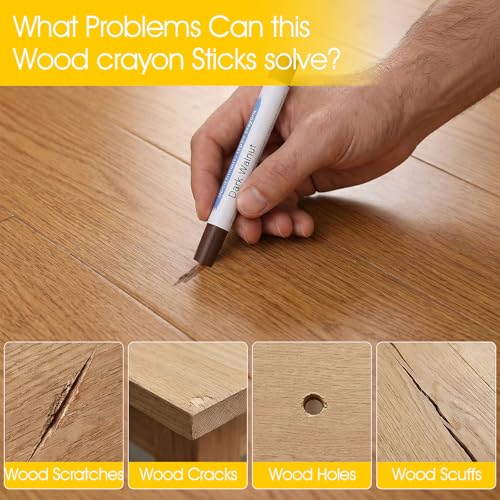 60+2 Pcs Wood Filler Sticks & Wood Crayons for Scratches, 30 Colors Wax Repair Kit with 2 Scrapers for Furniture, Floors, Cabinets, Baseboards - Quick & Easy Touch Up