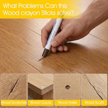 60+2 Pcs Wood Filler Sticks & Wood Crayons for Scratches, 30 Colors Wax Repair Kit with 2 Scrapers for Furniture, Floors, Cabinets, Baseboards - Quick & Easy Touch Up