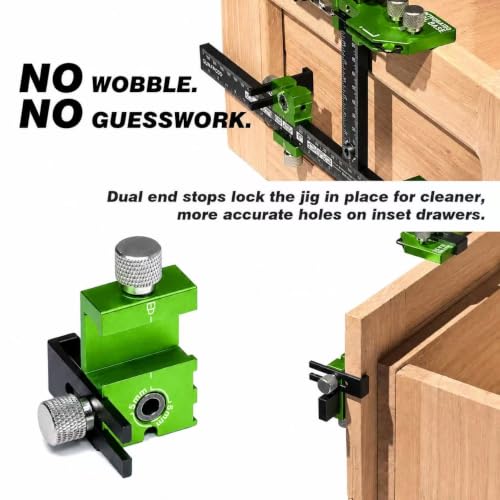 Cabinet Hardware Jig Tool Drawer Pull Jig Cabinet Handle Template Tool Jig - color: Green-gray