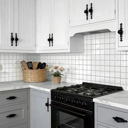 6X6 in Classic White Peel-Stick Tile,24 Sheets Backsplash Tiles - color: White