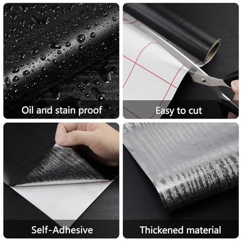 Wood Grain Contact Paper Wooden Peel and Stick Wallpaper 11.8"x78.7" - color: Black, size: 11.8" x 78.7"