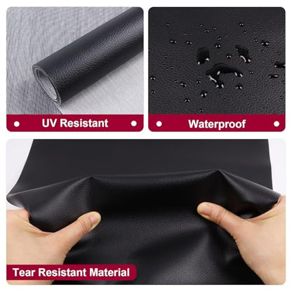 Marine Vinyl Fabric Waterproof Soft Leather Material 55"×180" Black - color: Black, size: 55"W x 180"L