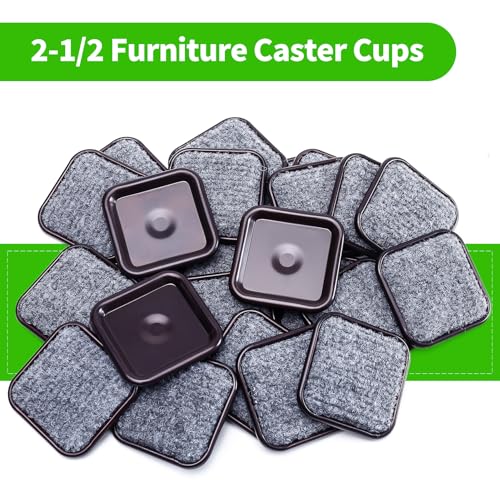2 1/2" Square Carpet Bottom Furniture Caster Cups, Furniture Pads, 12 Pack - size: 2-1/2 Inch, 12 Pack