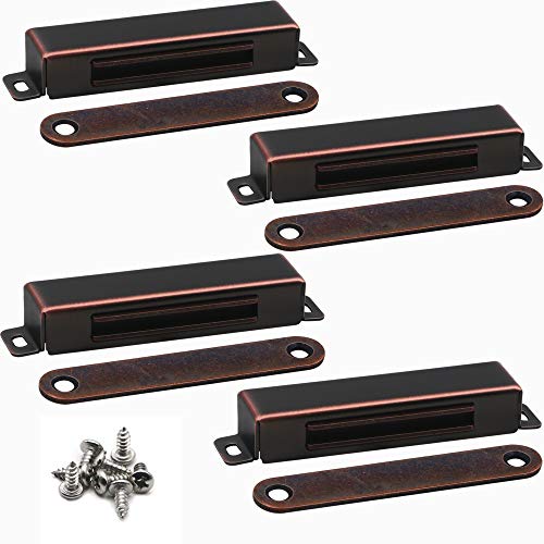 70 lbs Magnetic Door Catch, Heavy Duty Latch for Cabinets Shutter Closet Furniture Door, Stainless Steel Cabinet Catch,Oil Rubbed Bronze,4PCS - color: Oil Rubbed Bronze, size: 4