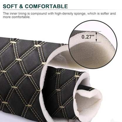 1 Yard Vinyl Fabric Upholstery Faux Leather Fabric,Black(Beige Thread) - color: Black(beige Thread), size: Style-B