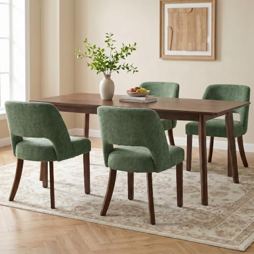 Usaint Upholstered Dining Chairs Set of 4, Modern Fabric Kitchen Chairs - color: Green