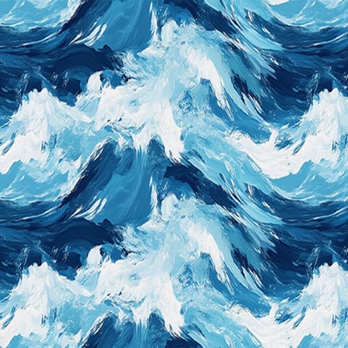 HOMETITUTE Ocean Wave Peel and Stick Wallpaper 118.1x17.7 Inch Vinyl - color: Ocean Wave