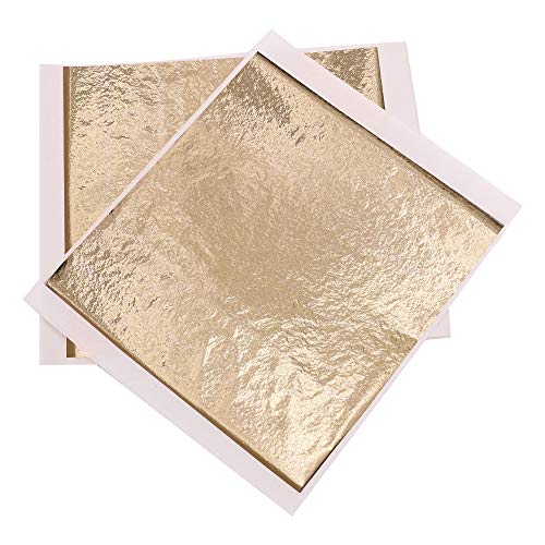 KINNO Imitation Gold Foil Sheets 100PCS Champagne Foil, 5.1 by 5.3 Inches - color: champagne gold