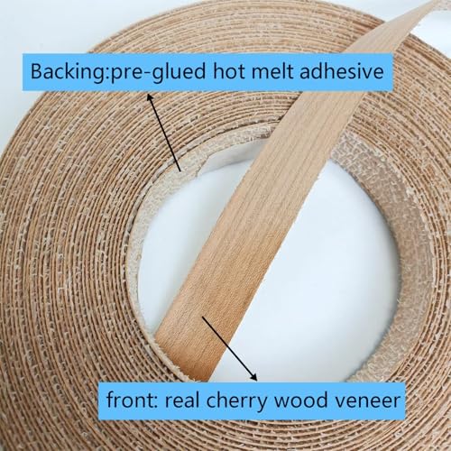 Cherry Wood Veneer Edge Banding Strip 3/4 Inch,Preglued Iron-On with Hot Melt Adhesive Edgebanding Roll, Flexible Wood Tape for Plywood Furniture Repair (3/4" x50') - size: 3/4" x50'