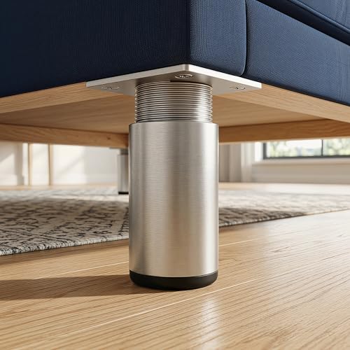 4 Pack 2 Inch Round Adjustable Aluminum Alloy Furniture Legs, Heavy Duty Cabinet Sofa Table Legs, Replacement Feet with Screws & Non-Slip Base, Silver - color: Silver