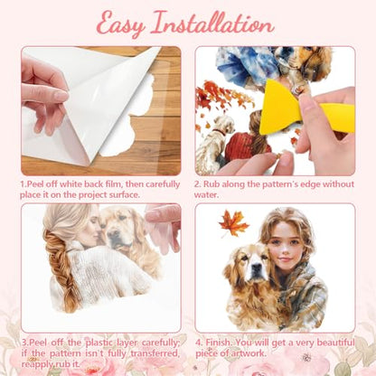 Peacoblue People and Dogs Rub On Transfers for Furniture Craft 6"x12" - style: People and Dogs