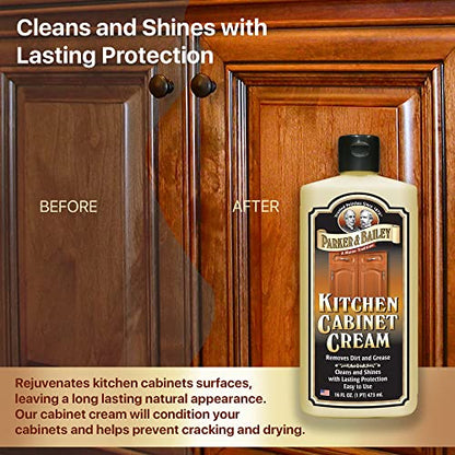 Parker & Bailey Kitchen Cabinet Cream - Multisurface Wood Cleaner And Polish Furniture Quick Shine Restorer Protector Surface, House Cleaning Supplies Home Improvement 8oz - size: 8 Ounce (Pack of 1)