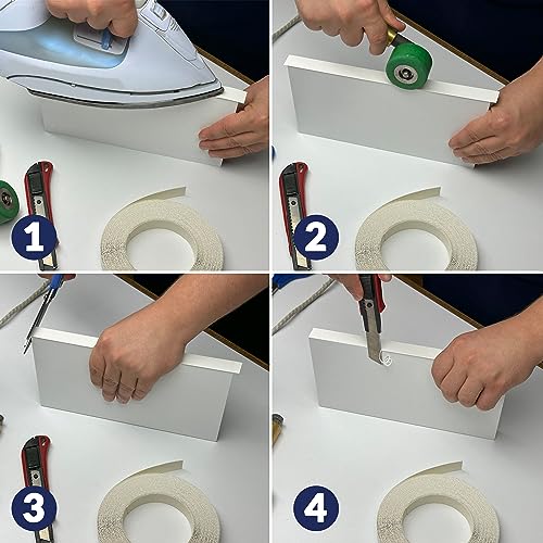 White 3/4 in x 25 ft Edge Banding Melamine Iron On Tape Adhesive Wood Board Edging Strips Veneer Trim Laminate Cabinet Furniture MDF Plywood Formica Shelf Stick Countertop - size: 3/4 inch x 25 ft