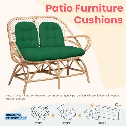 Wicker Chair Cushions 3 Piece Set, Waterproof Outdoor Cushion for Patio Furniture, Loveseat and U-Shaped Wicker Furniture Cushions, Green - color: Green