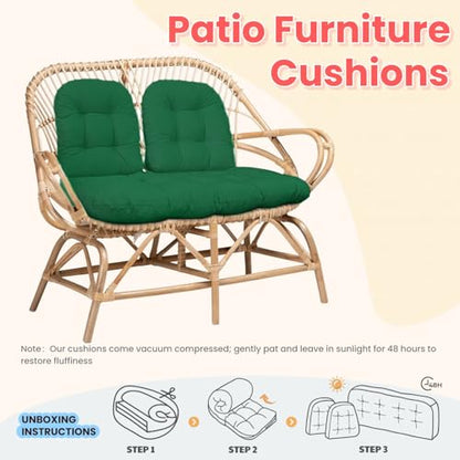 Wicker Chair Cushions 3 Piece Set, Waterproof Outdoor Cushion for Patio Furniture, Loveseat and U-Shaped Wicker Furniture Cushions, Green - color: Green