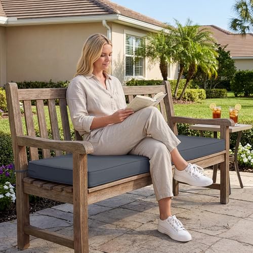 Summsun Outdoor Bench Cushion Pad, 42 x 18 x 3 Inch, Dark Grey - color: Dark Grey, size: 42x18x3 Inch