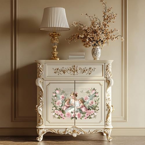 Peacoblue Aristocrat Flowers Rub On Transfers for Furniture 6"x12" - style: Retro Aristocrat with Flowers