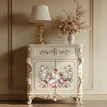 Peacoblue Aristocrat Flowers Rub On Transfers for Furniture 6"x12" - style: Retro Aristocrat with Flowers