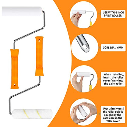 10 Pcs 6 inch Paint Roller Cover with 2 Frame Set - size: 6", 10pieces