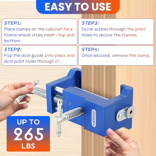 Cabinet Clamps 4 Pack, Protective Pads Included (Blue) - color: Blue