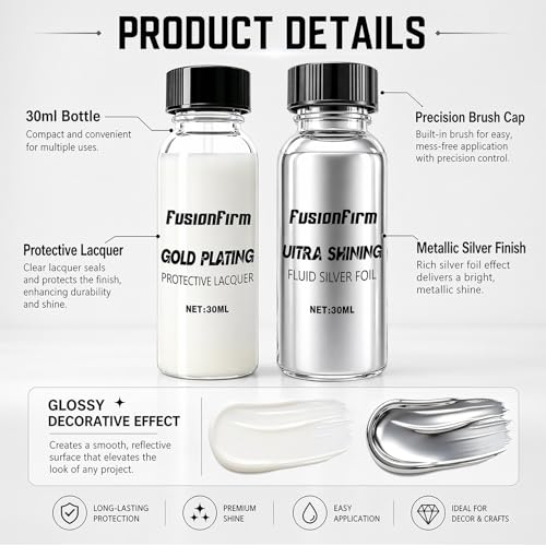 Liquid Leaf Paint - Alcohol-Based Airbrush Paint - High Gloss Finish Silver 1 Fl Oz - color: Silver, size: 1 Fl Oz (Pack of 1)