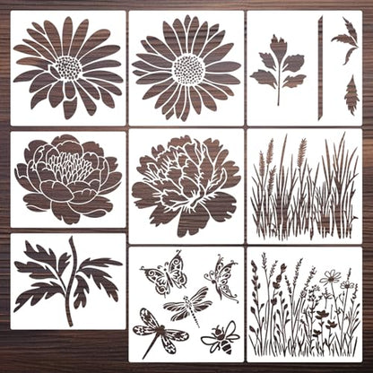 Large Flower Stencils for Painting Peony Daisy Stencil - style: Daisy Peony