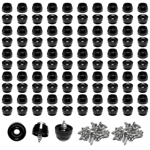100 Pcs Rubber Feet for Cutting Board with Stainless Screws - size: 7/16" W X 15/64" H