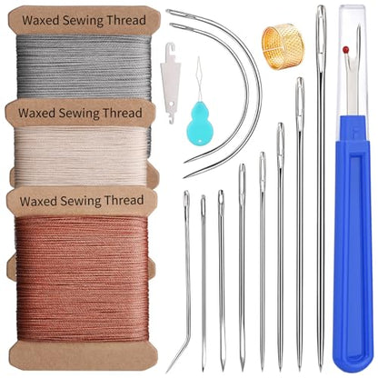 Waxed Thread 0.55mm Leather Waxed Thread Upholstery Repair Kit - color: Beige, Gray, Brown