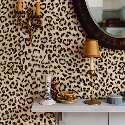 HueBurst Leopard Peel and Stick Wallpaper 17.3"x120" Cheetah Contact Paper Self Adhesive Brown Wallpaper Removable Waterproof Art DIY Wall Decor for Bedroom Living Room (14.4sq.ft.) - size: 17.3" x 120"