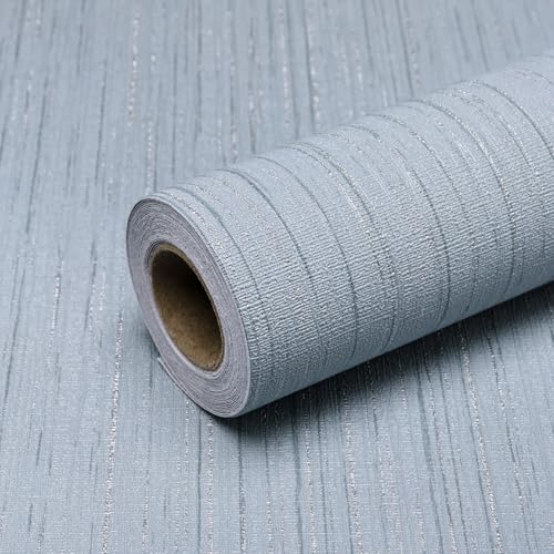 Light Blue Grasscloth Peel and Stick Wallpaper Vintage Texture Removable Waterproof Wallpaper for Room Walls, Cabinets, Furniture, Drawers, Desk A Set of 15.7"x300" - color: Light Blue, size: 15.7" x 300"