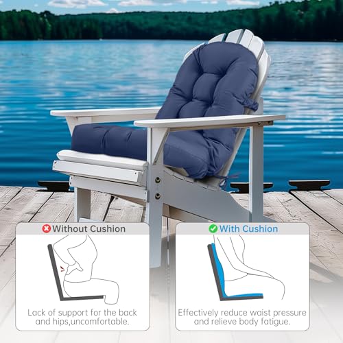 Adirondack Chair Cushion Waterproof Outdoor Rocking Chair Pads - color: Navy Blue