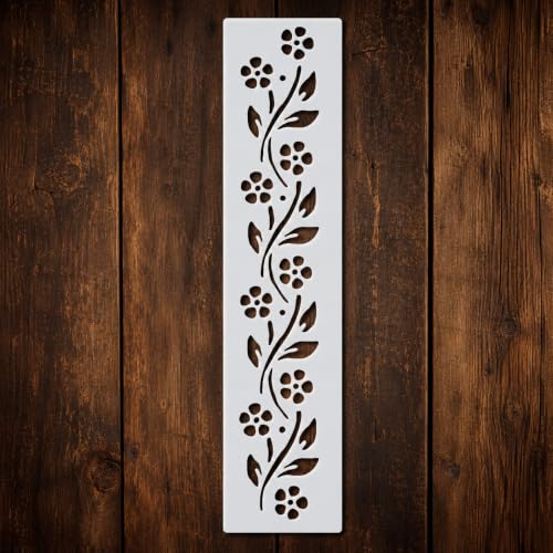 Flower Border Stencil Template - Reusable Decorative Flower Stencils for Painting on Glass, Wood, Wall Rock, Walls, Canvas, Glassware, Spray Painting, Wall Painting (3 x12)