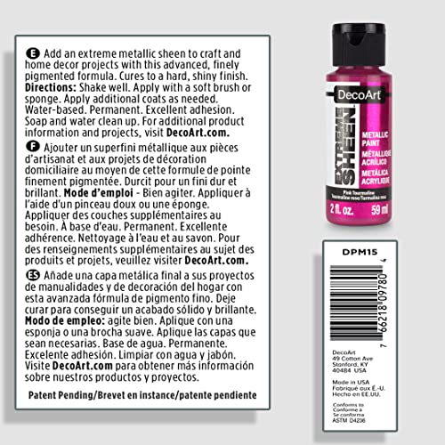 DecoArt Acrylic 2 Ounce, Pink Tourmaline Extreme Sheen Paint, - color: Pink Tourmaline, size: 2 Fl Oz (Pack of 1)